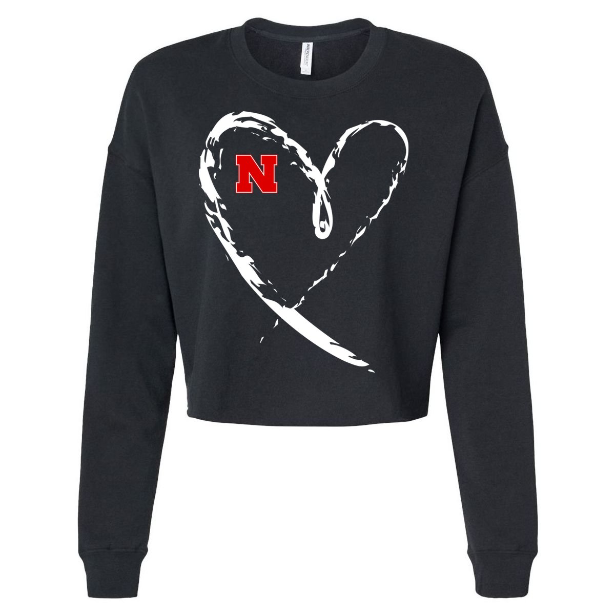 I Heart Love Nebraska Football Cropped Pullover Crew