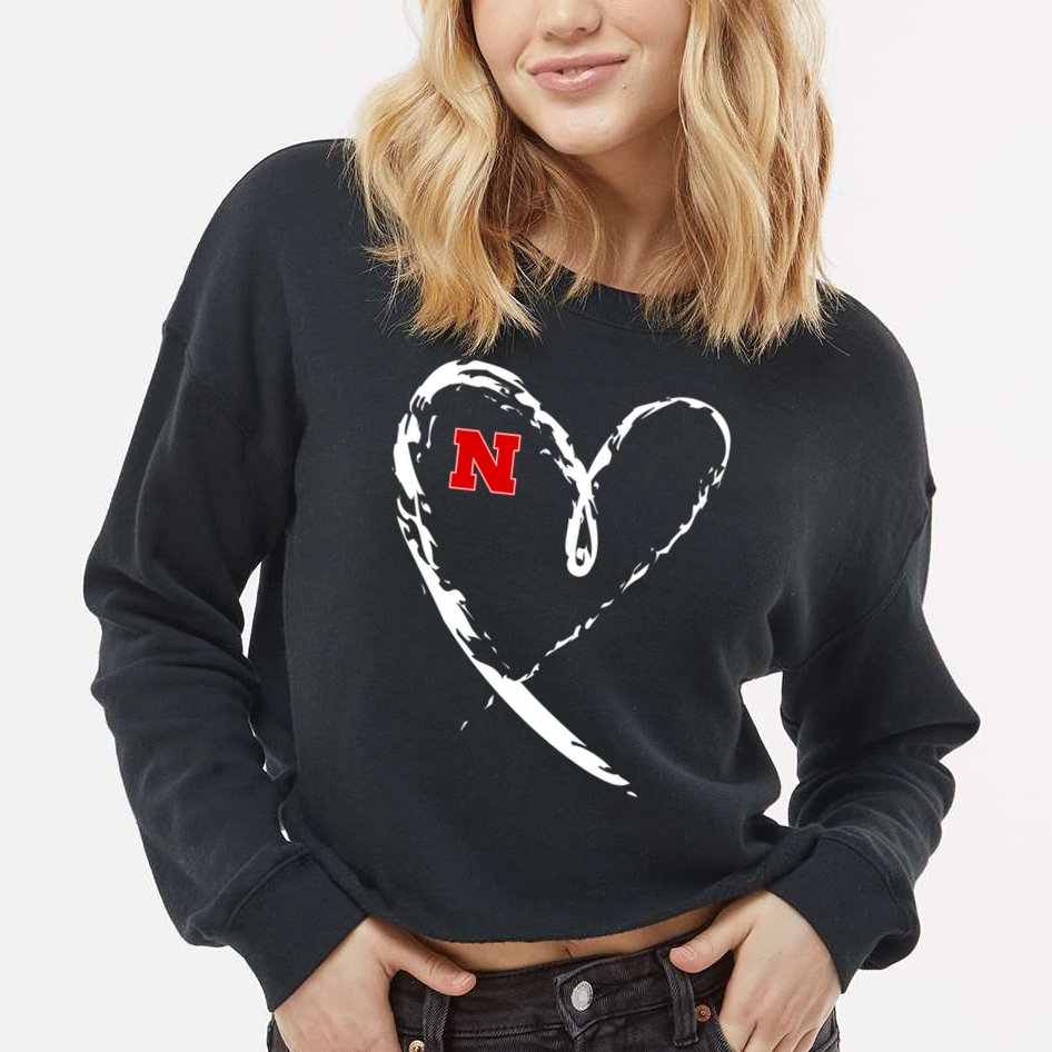 I Heart Love Nebraska Football Cropped Pullover Crew