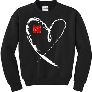 I Heart Love Nebraska Football Kids Sweatshirt