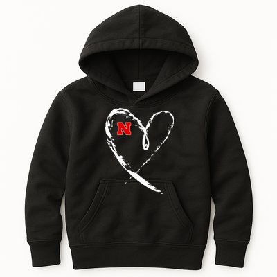 I Heart Love Nebraska Football Kids Hoodie