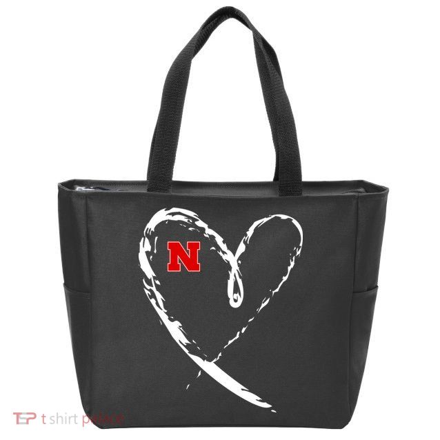 I Heart Love Nebraska Football Zip Tote Bag