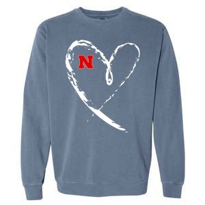 I Heart Love Nebraska Football Garment-Dyed Sweatshirt