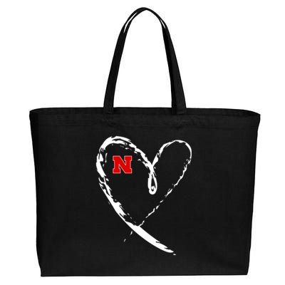 I Heart Love Nebraska Football Cotton Canvas Jumbo Tote