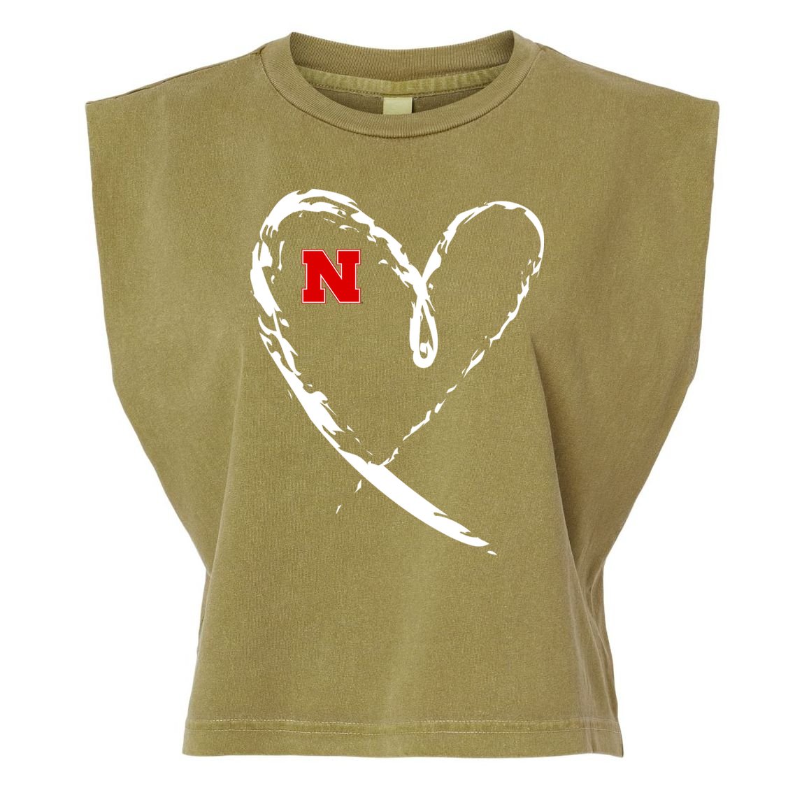 I Heart Love Nebraska Football Garment-Dyed Women's Muscle Tee