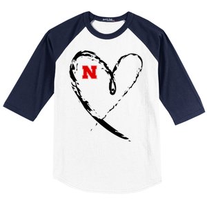 I Heart Love Nebraska Football Baseball Sleeve Shirt