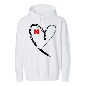 I Heart Love Nebraska Football Garment-Dyed Fleece Hoodie