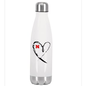 I Heart Love Nebraska Football Stainless Steel Insulated Water Bottle