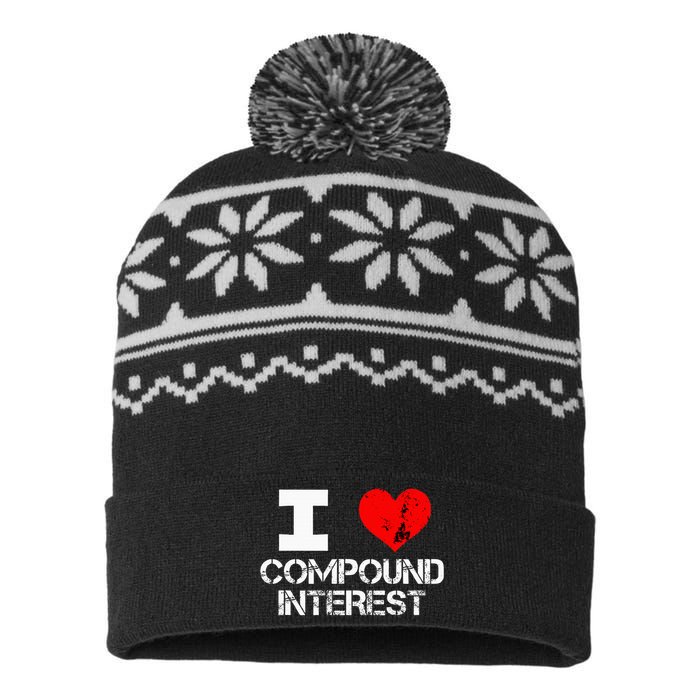 I Heart Love Compound Interest Financial Literacy Campaign USA-Made Snowflake Beanie