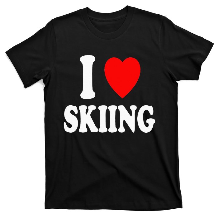 I Heart (Love) Skiing Hobby Winter Mountains Snow Sports T-Shirt