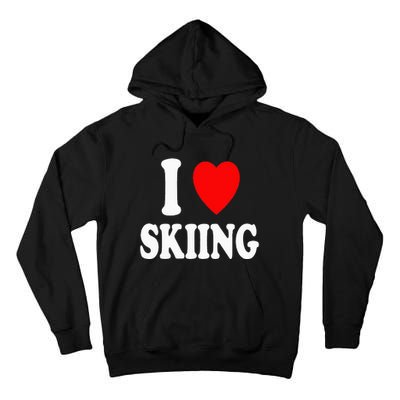 I Heart (Love) Skiing Hobby Winter Mountains Snow Sports Tall Hoodie