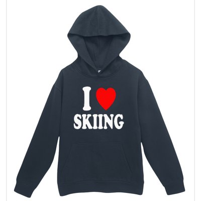 I Heart (Love) Skiing Hobby Winter Mountains Snow Sports Urban Pullover Hoodie