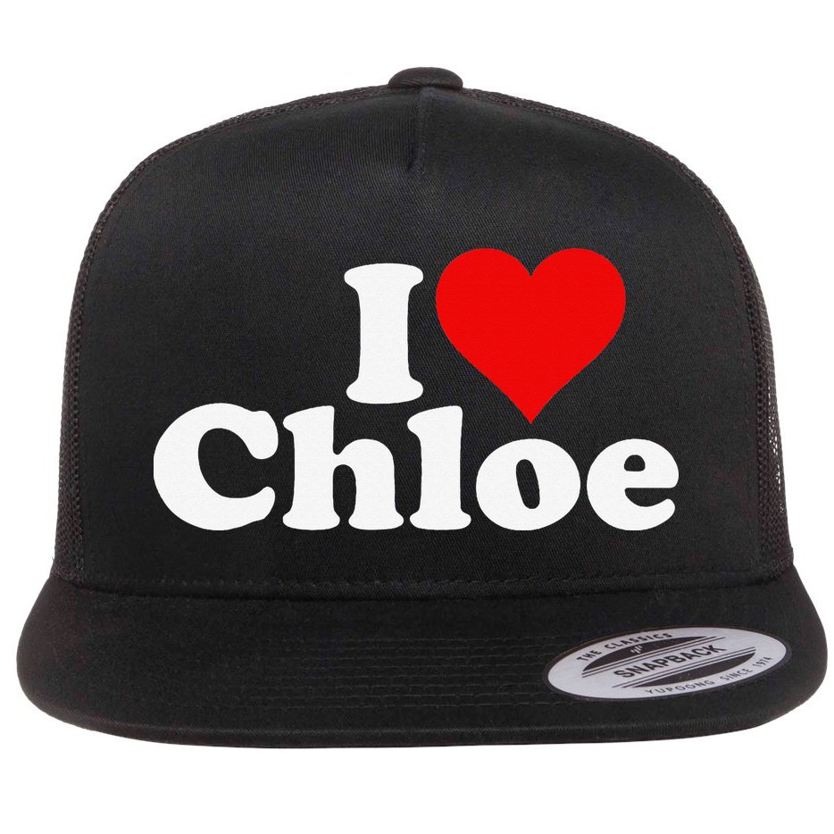I HEART LOVE CHLOE Flat Bill Trucker Hat