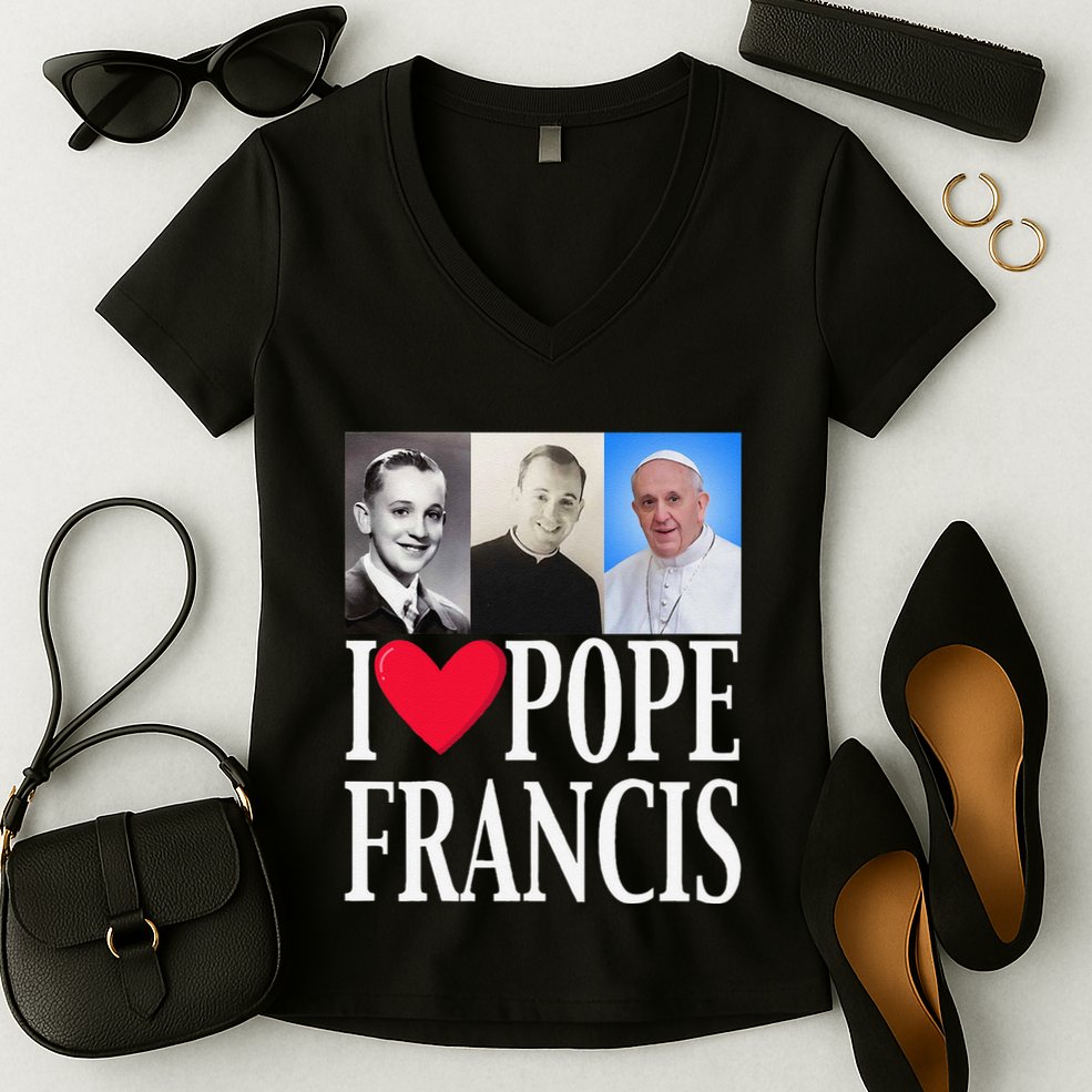 I Heart Love Pope Francis Is Dope Prays Catholic Prayers .Png Women's V-Neck T-Shirt
