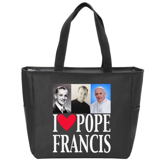 I Heart Love Pope Francis Is Dope Prays Catholic Prayers .Png Zip Tote Bag