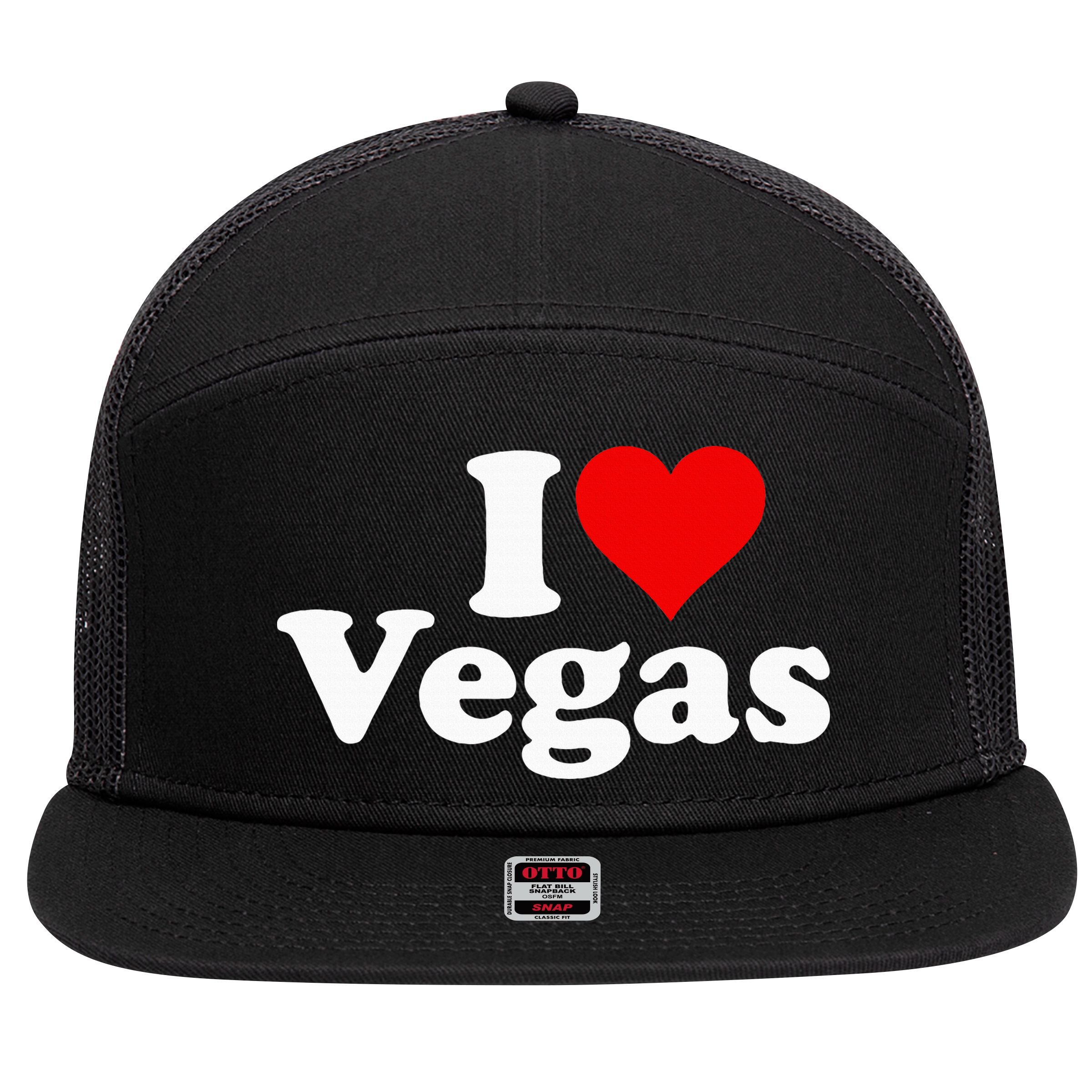 I Heart Love Las Vegas Nevada 7 Panel Mesh Trucker Snapback Hat