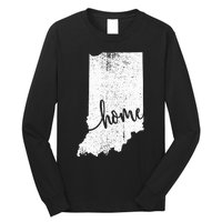 Indiana Home Love Vintage State Map Outline Long Sleeve Shirt