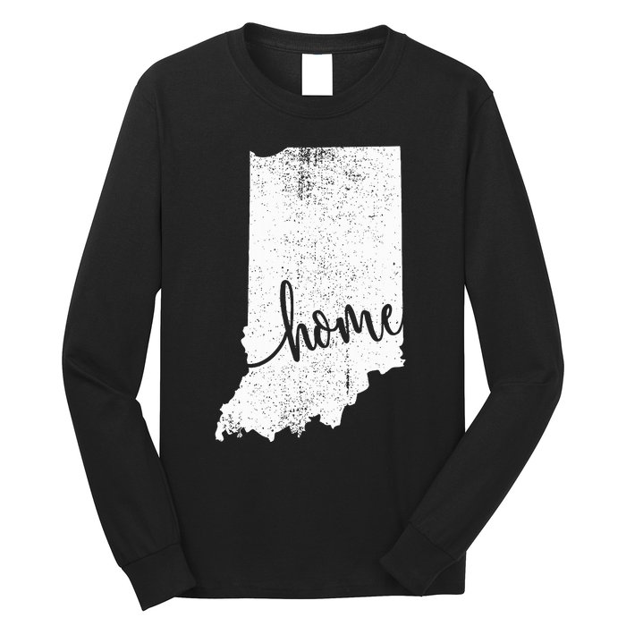 Indiana Home Love Vintage State Map Outline Long Sleeve Shirt