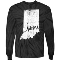 Indiana Home Love Vintage State Map Outline Tie-Dye Long Sleeve Shirt