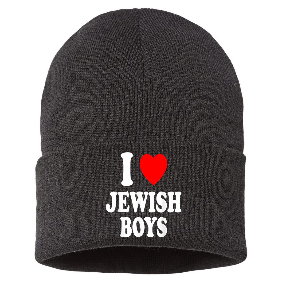 I Heart (Love) Jewish Boy_S Hebrew Israel Attraction Sustainable Knit Beanie