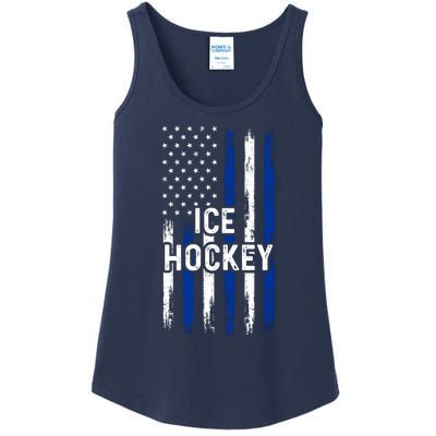 Ice Hockey Lover Us Flag Retro Ice Hockey American Ice Hockey Lover Ladies Essential Tank