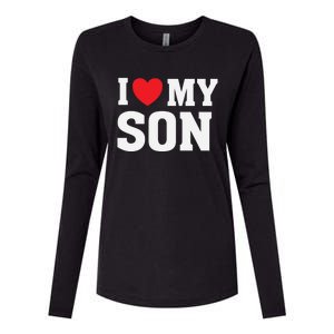 I Heart Love My Son Gift Proud Parent Mom Mother Dad Cute Gift Womens Cotton Relaxed Long Sleeve T-Shirt