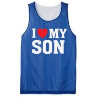 I Heart Love My Son Gift Proud Parent Mom Mother Dad Cute Gift Mesh Reversible Basketball Jersey Tank