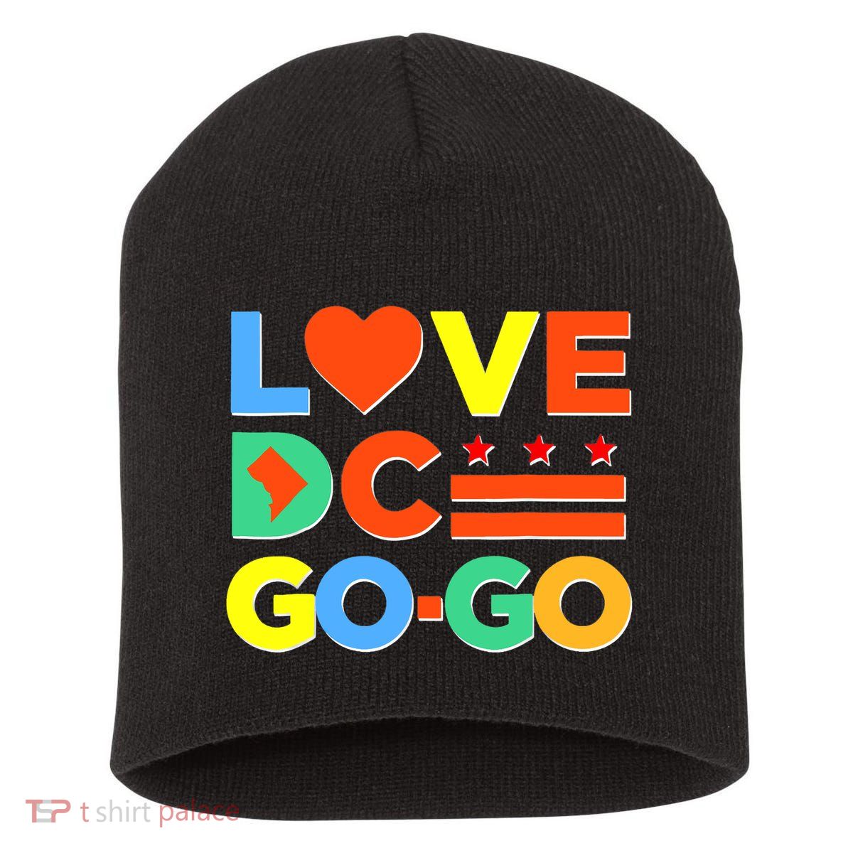 I Heart Love DC Washington D.C I Love Go Go Graphics Short Acrylic Beanie