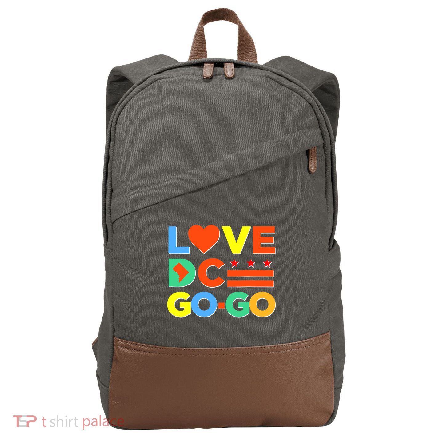 I Heart Love DC Washington D.C I Love Go Go Graphics Cotton Canvas Backpack