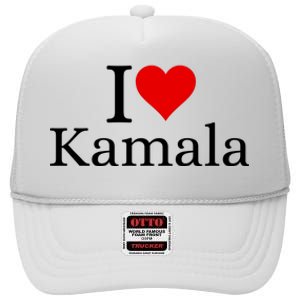 I Heart Love Kamala Harris High Crown Mesh Back Trucker Hat