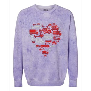 I Heart Love Garbage Trucks Valentines Day Heart Cool Gift Colorblast Crewneck Sweatshirt