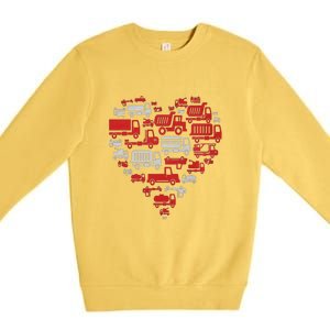 I Heart Love Garbage Trucks Valentines Day Heart Cool Gift Premium Crewneck Sweatshirt