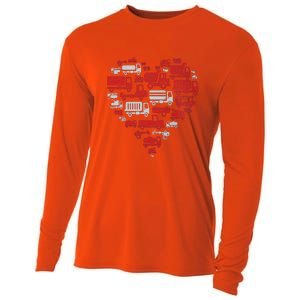 I Heart Love Garbage Trucks Valentines Day Heart Cool Gift Cooling Performance Long Sleeve Crew