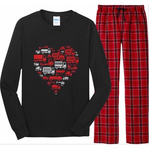 I Heart Love Garbage Trucks Valentines Day Heart Cool Gift Long Sleeve Pajama Set