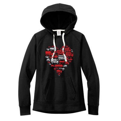 I Heart Love Garbage Trucks Valentines Day Heart Cool Gift Women's Fleece Hoodie