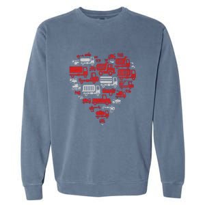 I Heart Love Garbage Trucks Valentines Day Heart Cool Gift Garment-Dyed Sweatshirt