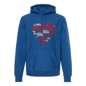 I Heart Love Garbage Trucks Valentines Day Heart Cool Gift Premium Hoodie