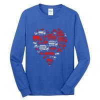 I Heart Love Garbage Trucks Valentines Day Heart Cool Gift Tall Long Sleeve T-Shirt