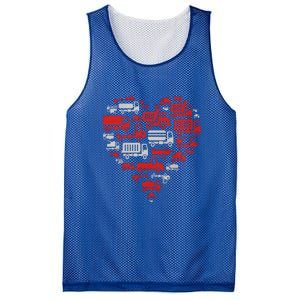 I Heart Love Garbage Trucks Valentines Day Heart Cool Gift Mesh Reversible Basketball Jersey Tank