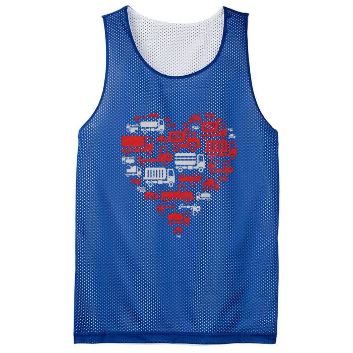 I Heart Love Garbage Trucks Valentines Day Heart Cool Gift Mesh Reversible Basketball Jersey Tank