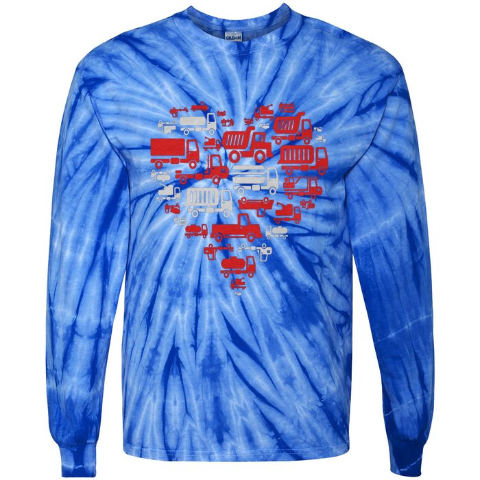 I Heart Love Garbage Trucks Valentines Day Heart Cool Gift Tie-Dye Long Sleeve Shirt