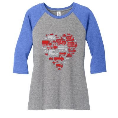 I Heart Love Garbage Trucks Valentines Day Heart Cool Gift Women's Tri-Blend 3/4-Sleeve Raglan Shirt