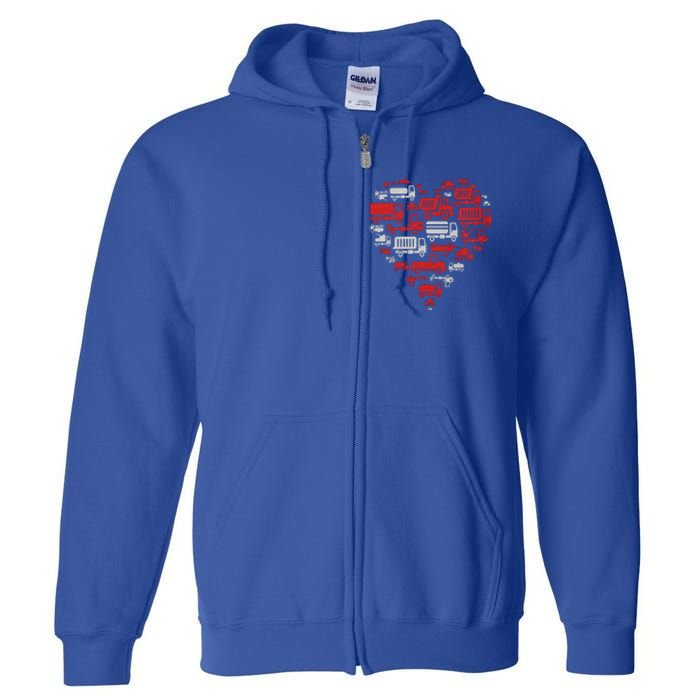 I Heart Love Garbage Trucks Valentines Day Heart Cool Gift Full Zip Hoodie