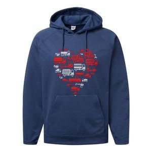 I Heart Love Garbage Trucks Valentines Day Heart Cool Gift Performance Fleece Hoodie