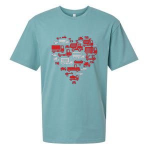 I Heart Love Garbage Trucks Valentines Day Heart Cool Gift Sueded Cloud Jersey T-Shirt