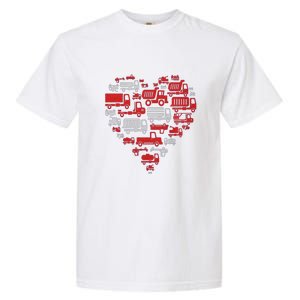 I Heart Love Garbage Trucks Valentines Day Heart Cool Gift Garment-Dyed Heavyweight T-Shirt