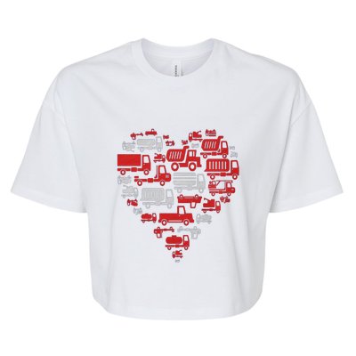 I Heart Love Garbage Trucks Valentines Day Heart Cool Gift Bella+Canvas Jersey Crop Tee