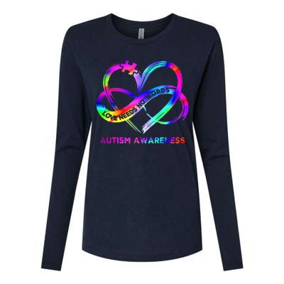 Infinity Heart Love Autism Awareness Needs No Words Womens Cotton Relaxed Long Sleeve T-Shirt