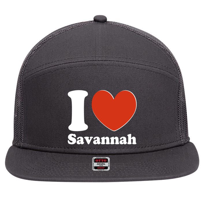 I Heart Love Savannah 7 Panel Mesh Trucker Snapback Hat