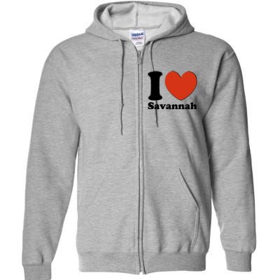 I Heart Love Savannah Full Zip Hoodie