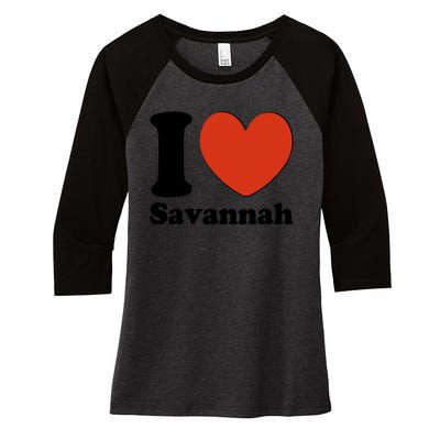 I Heart Love Savannah Women's Tri-Blend 3/4-Sleeve Raglan Shirt